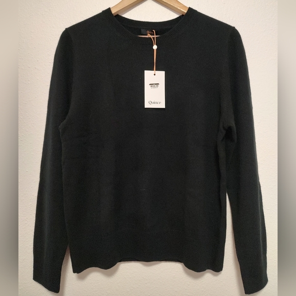 Quince Sweaters - Quince Women's Black Mongolian Cashmere Crewneck Long Sleeve Sweater Size Large